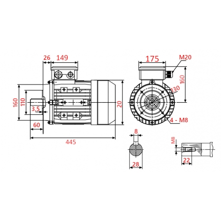 SILNIK ELEKTRYCZNY 3kW 230V 1445obr 1FAZOWY KONDENSATOR PRACY ROZRUCHU